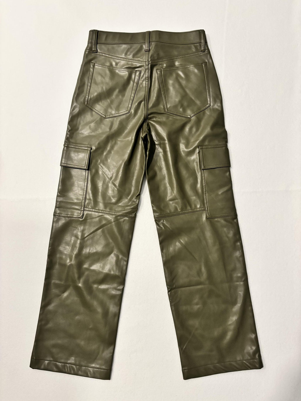 Abercrombie & Fitch Pants Womens 28 Short Green Faux Leather 90s High Rise Cargo