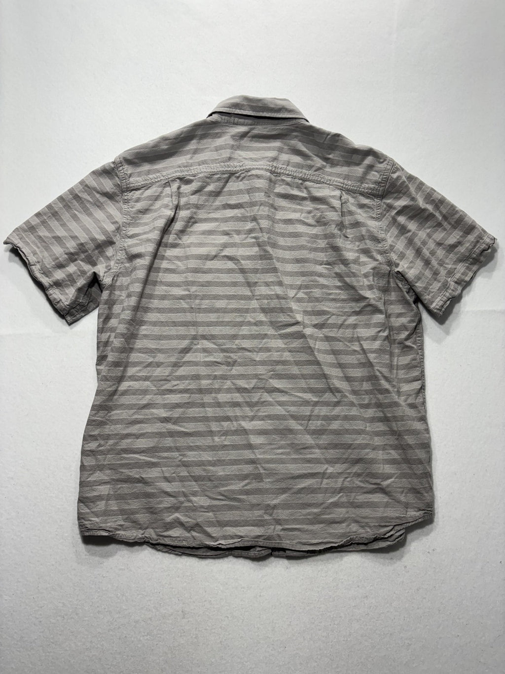 Carhartt Shirt Mens XL Gray Striped Loose Fit Short Sleeve Button Up Workwear