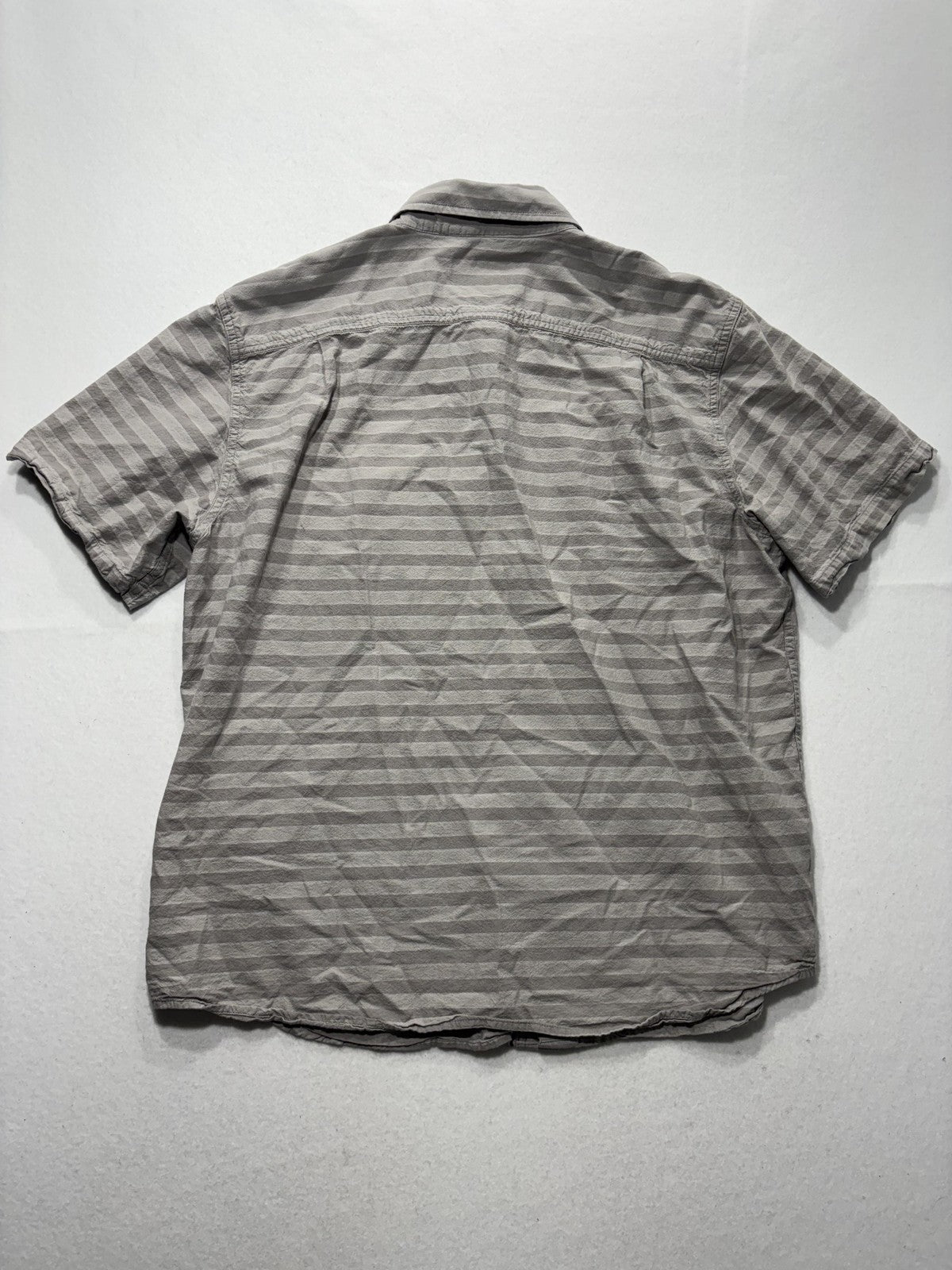 Carhartt Shirt Mens XL Gray Striped Loose Fit Short Sleeve Button Up Workwear