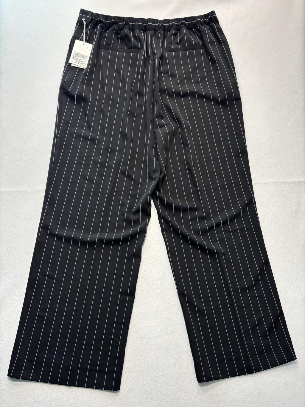 Nordstrom Dress Pants Womens XXL Black Penelope Pinstripe Wide Leg Pull On