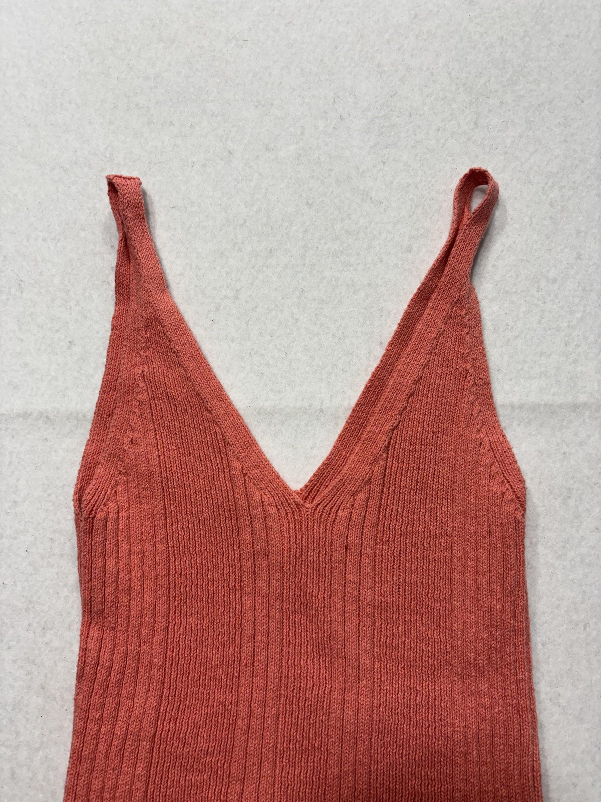 Anthropologie Tank Womens Small Pink V Neck Ribbed Knit Cami Top Stretch Casual