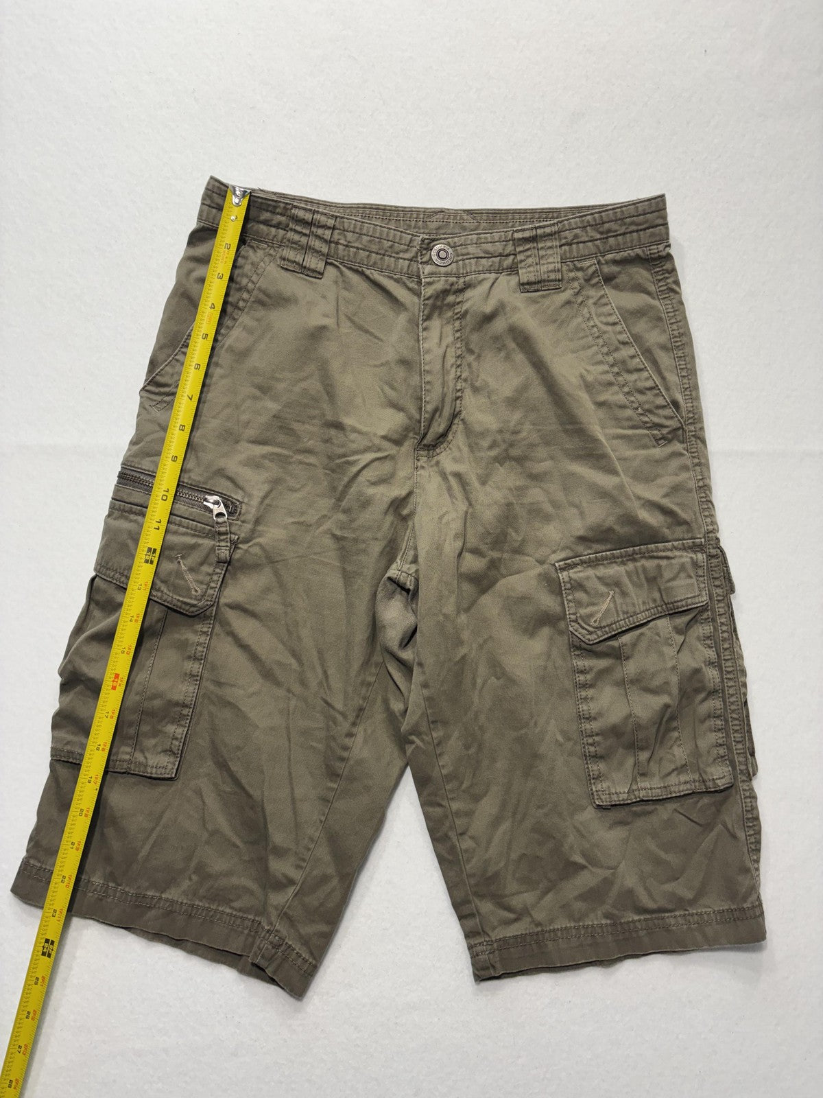 Columbia Cargo Shorts Mens 30 Green Canvas Relaxed Fit Zip Pocket Hiking Outdoor