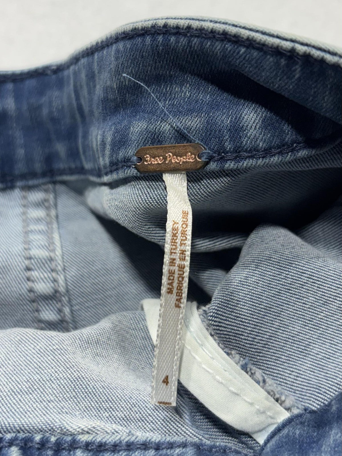 Free People Skirt Womens 4 Blue Denim Button Front A Line Mini Stretch