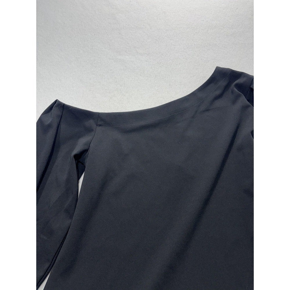 Banana Republic Blouse Womens Medium Black Off Shoulder Balloon Top 885894-03-1