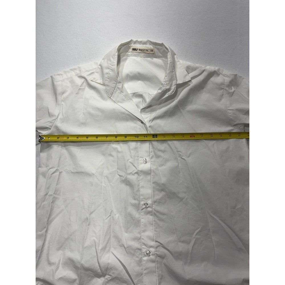 SBJ Austin Shirt Womens One Size White Cotton Tunic Button Front Top Made in USA