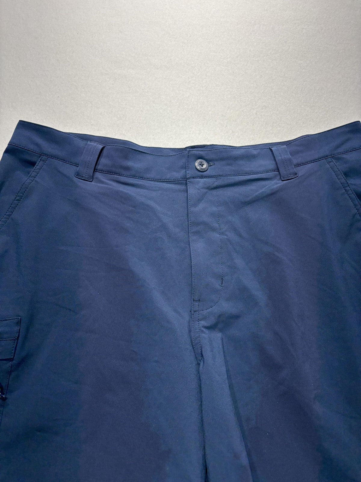 Columbia PFG Cargo Shorts Mens 36 Blue 8" Inseam Stretch Fishing Outdoor