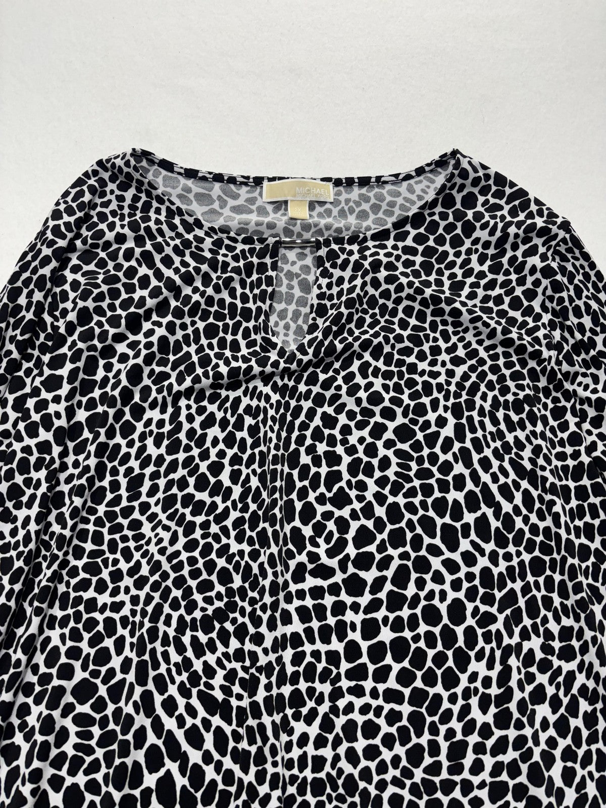 MICHAEL Michael Kors Blouse Womens 3X Black Animal Print Scoop Neck Tunic Top