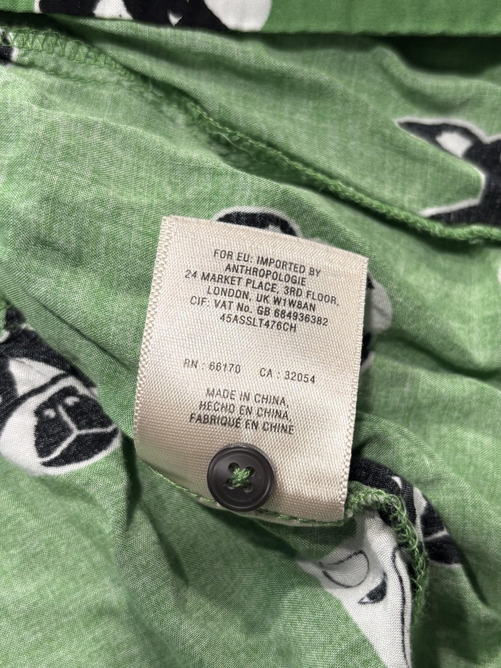 Maeve Blouse Womens 6 Green Dog Print Henley Long Roll Tab Sleeve Tunic Top