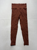 Unbranded Brown High Rise Ruched Back Ankle Leggings Womens M Stretch Athletic