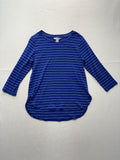 Tommy Bahama Shirt Womens Medium Blue Stripe Crew Neck 3/4 Sleeve Tunic Top