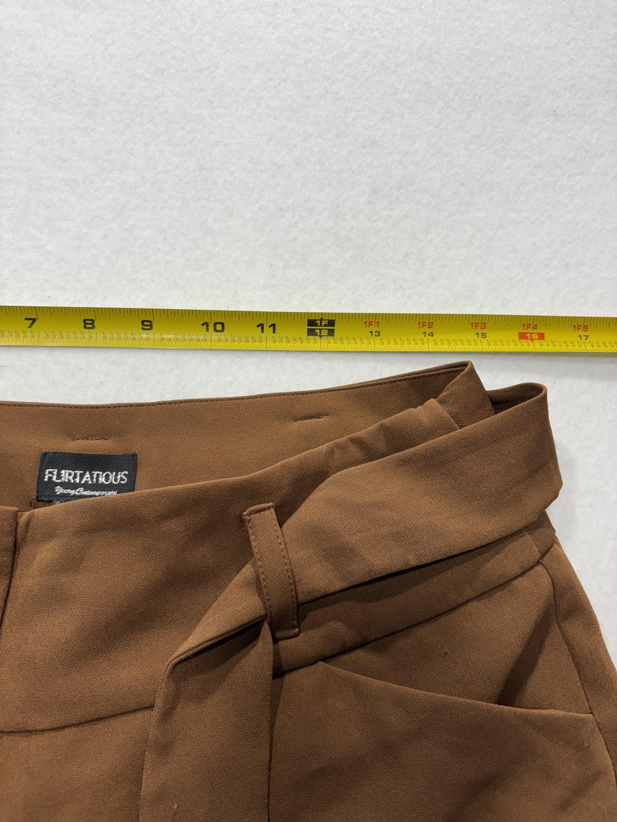 Flirtatious Brown Belted High Waist Tapered Dress Pants Juniors 9 16401245JRS