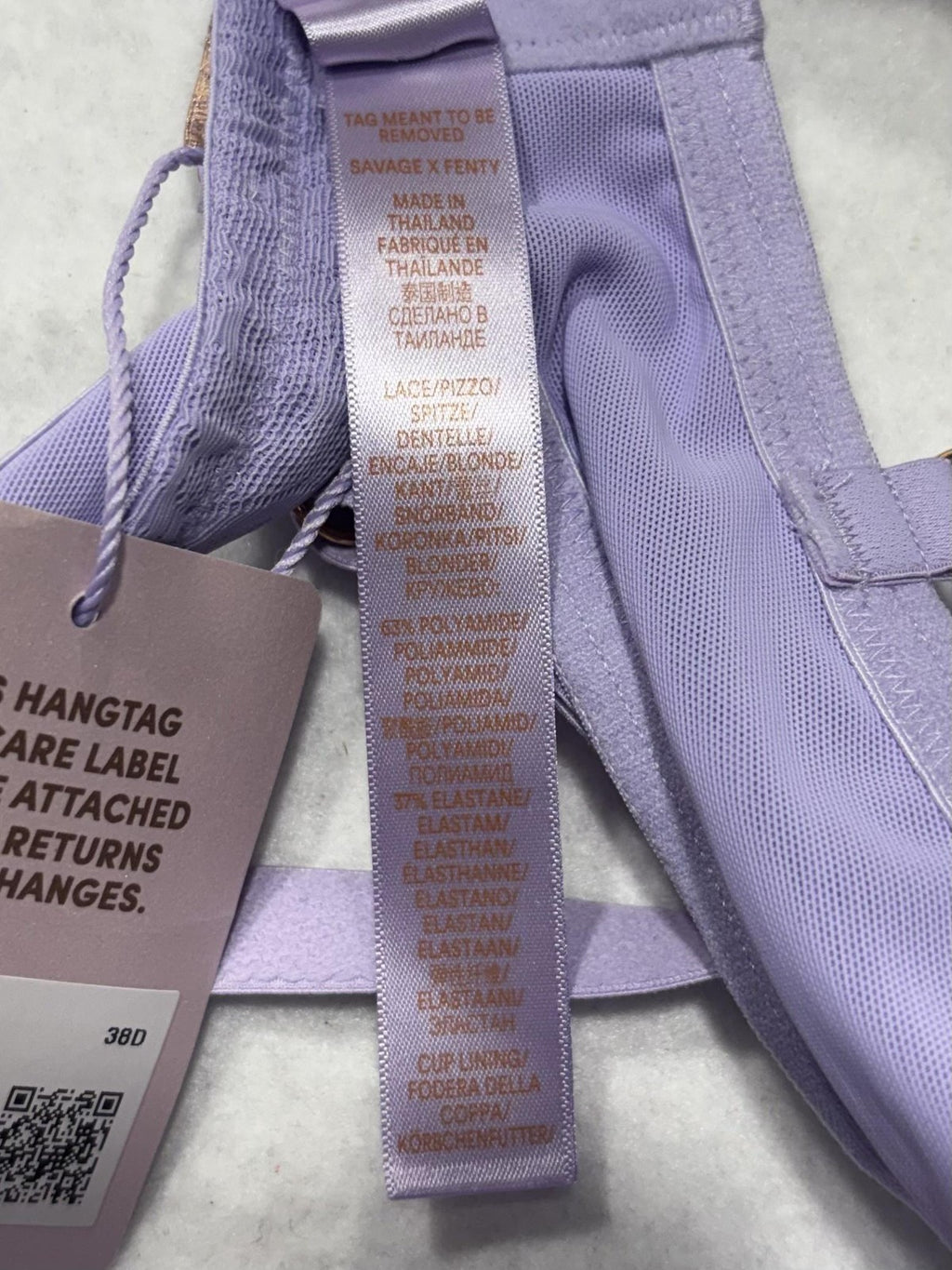 Savage X Fenty Signature Script Bra Womens 38D Purple Lace Balconette Underwire