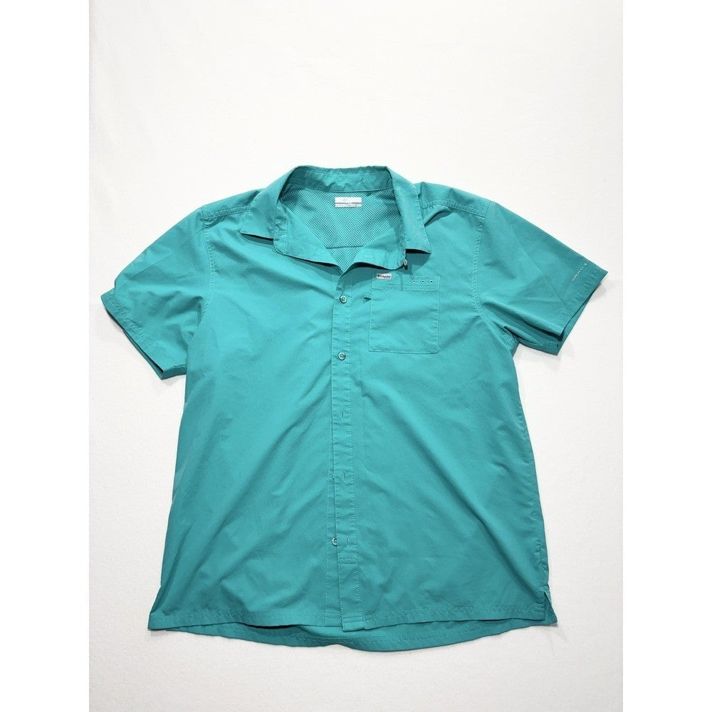 Columbia PFG Omni-Shade Shirt Mens Large Blue Short Sleeve Fishing XM0692