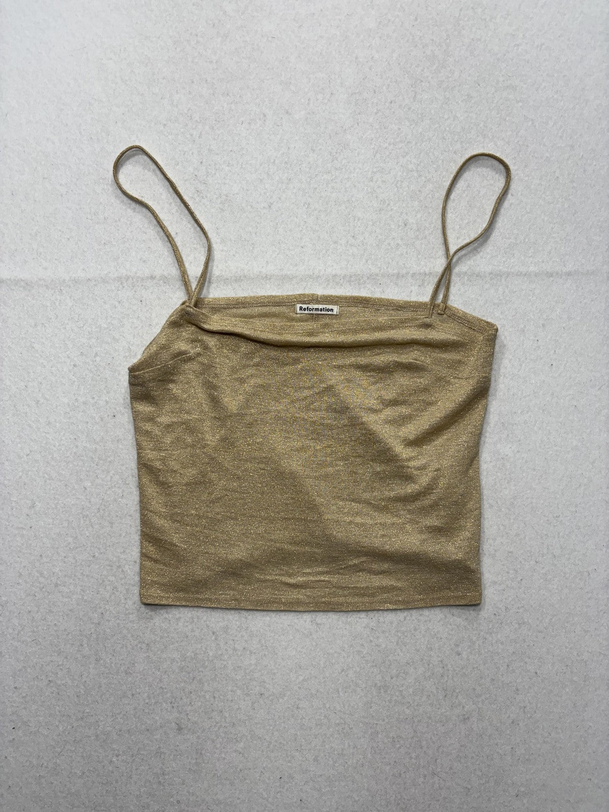 Reformation Tank Womens Small Gold Metallic Square Neck Camisole Top Party