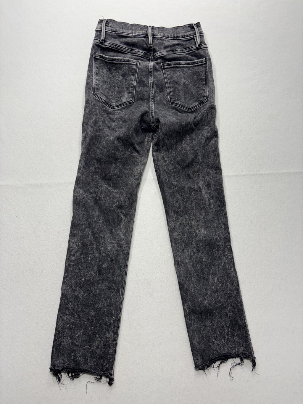 FRAME Le Sylvie Slender Straight Jeans Womens 26 Gray Charcoal Wash Raw Hem