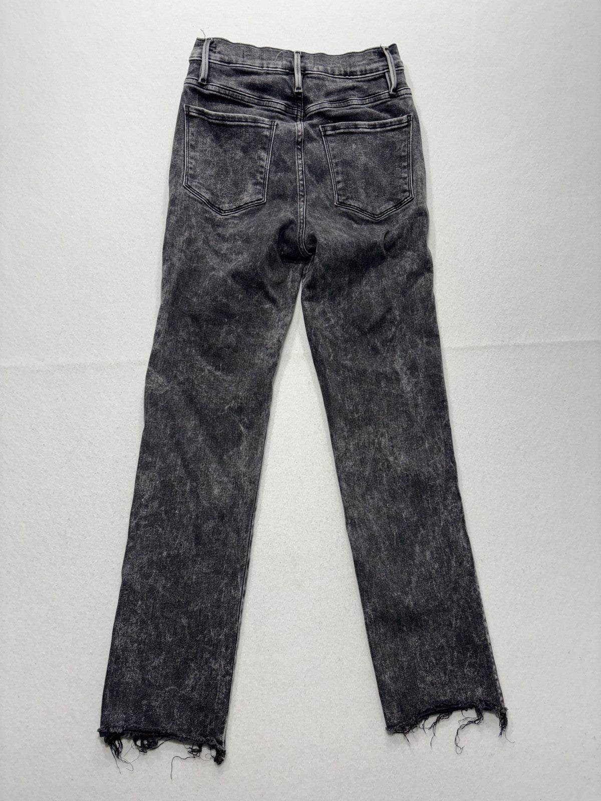 FRAME Le Sylvie Slender Straight Jeans Womens 26 Gray Charcoal Wash Raw Hem