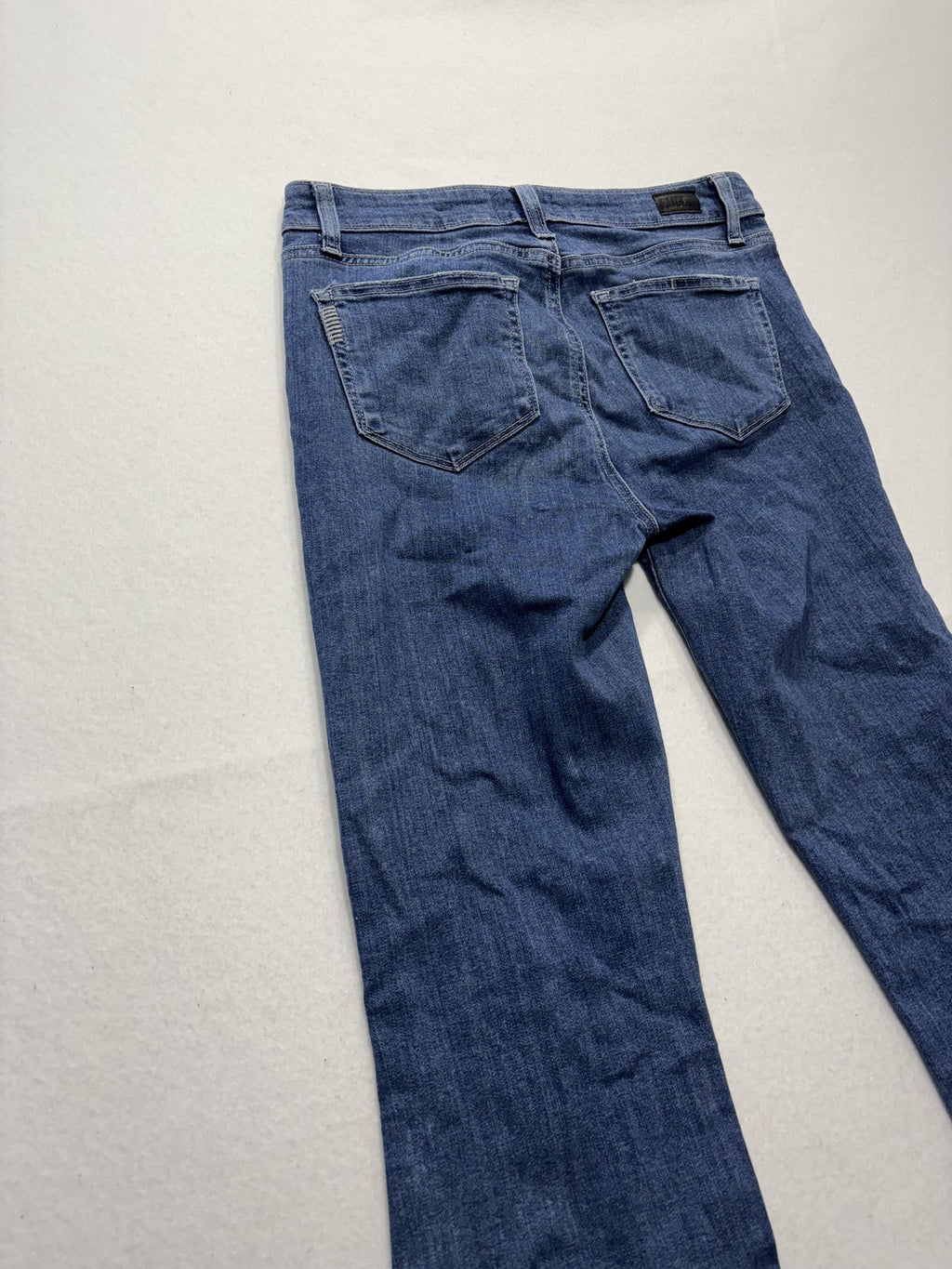 Paige Rory Crop Flare Jeans Womens 28 Blue Medium Wash Raw Hem 28x26 Stretch