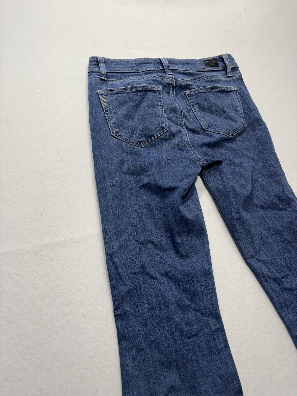 Paige Rory Crop Flare Jeans Womens 28 Blue Medium Wash Raw Hem 28x26 Stretch