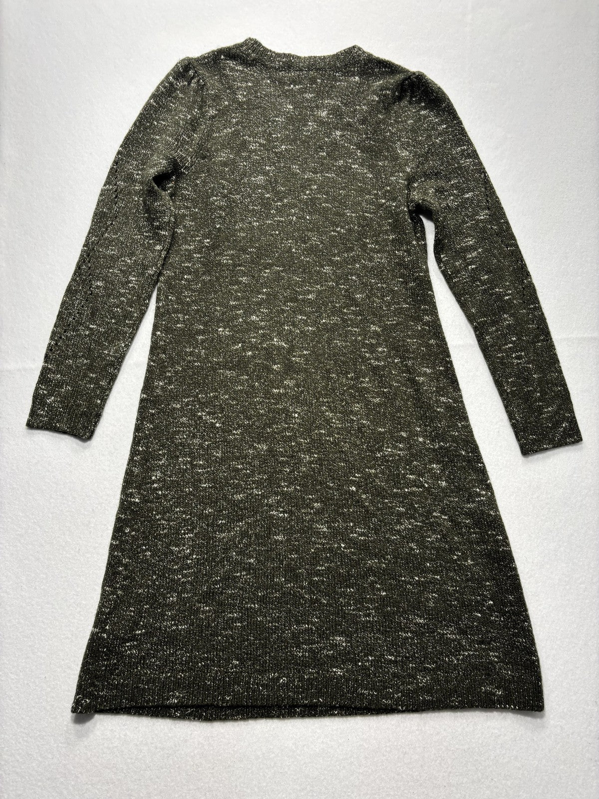 Talbots Sweater Dress Womens M Green V Neck Long Sleeve Pullover Knee Length