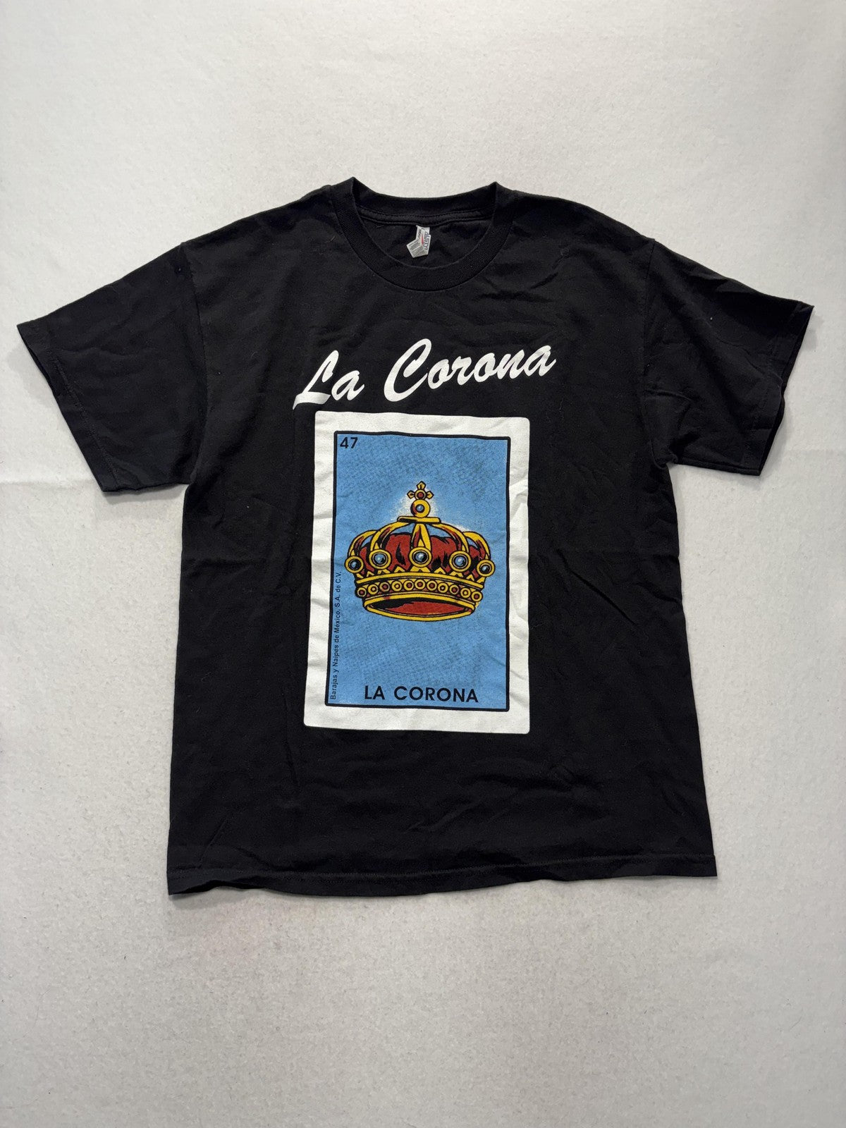 Alstyle La Corona Loteria Shirt Mens Large Black Crown Graphic Tee Heavyweight