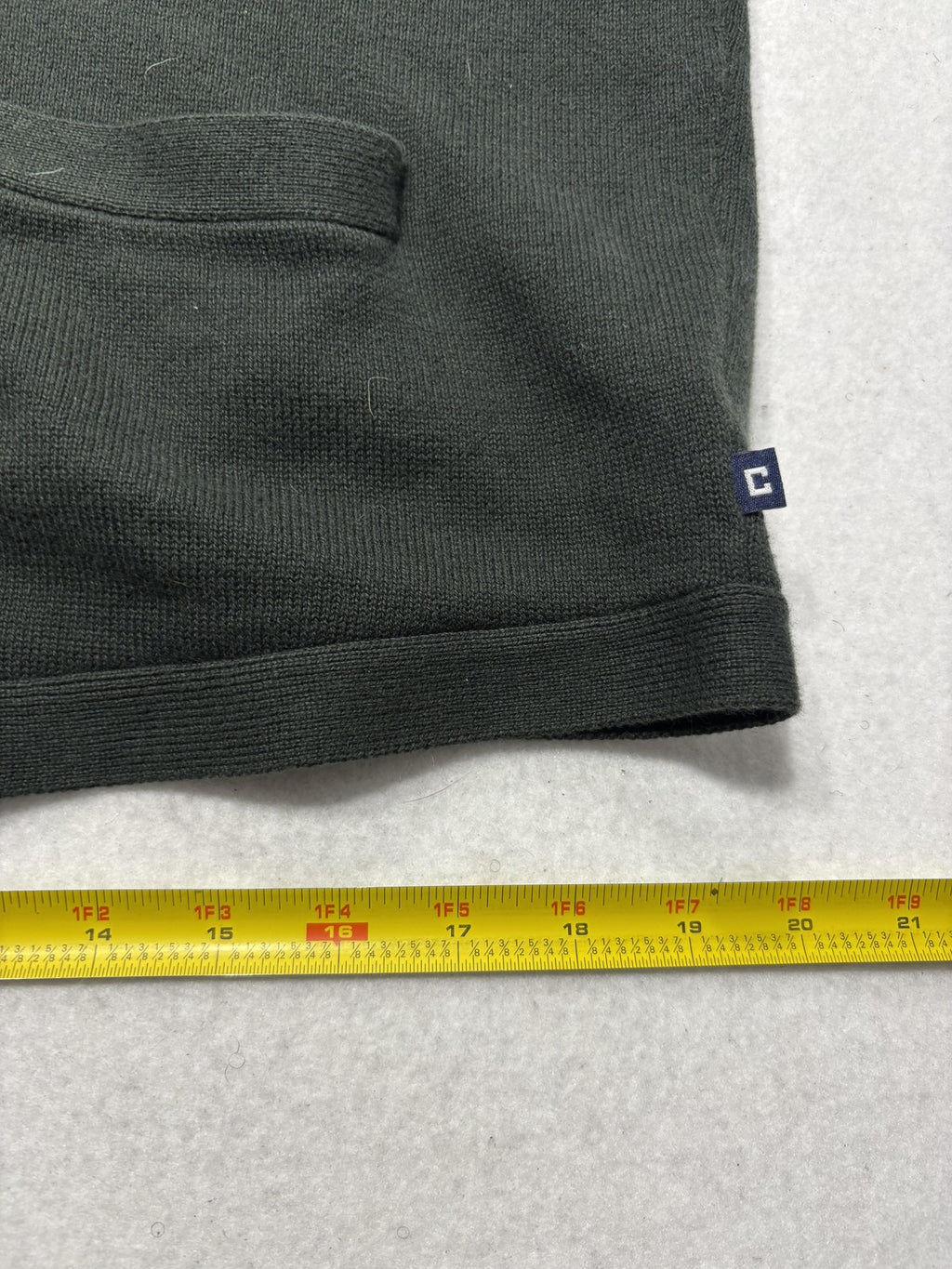 Chaps Sweater Vest Mens Large Green V Neck Button Front Cotton Knit Pockets