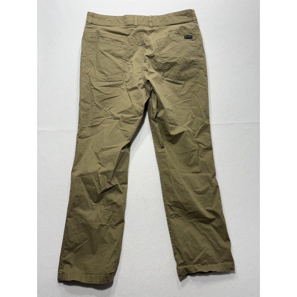 Columbia Khaki Pants Mens 34x30 Green Regular Fit Canvas Stretch AM0449 Outdoor