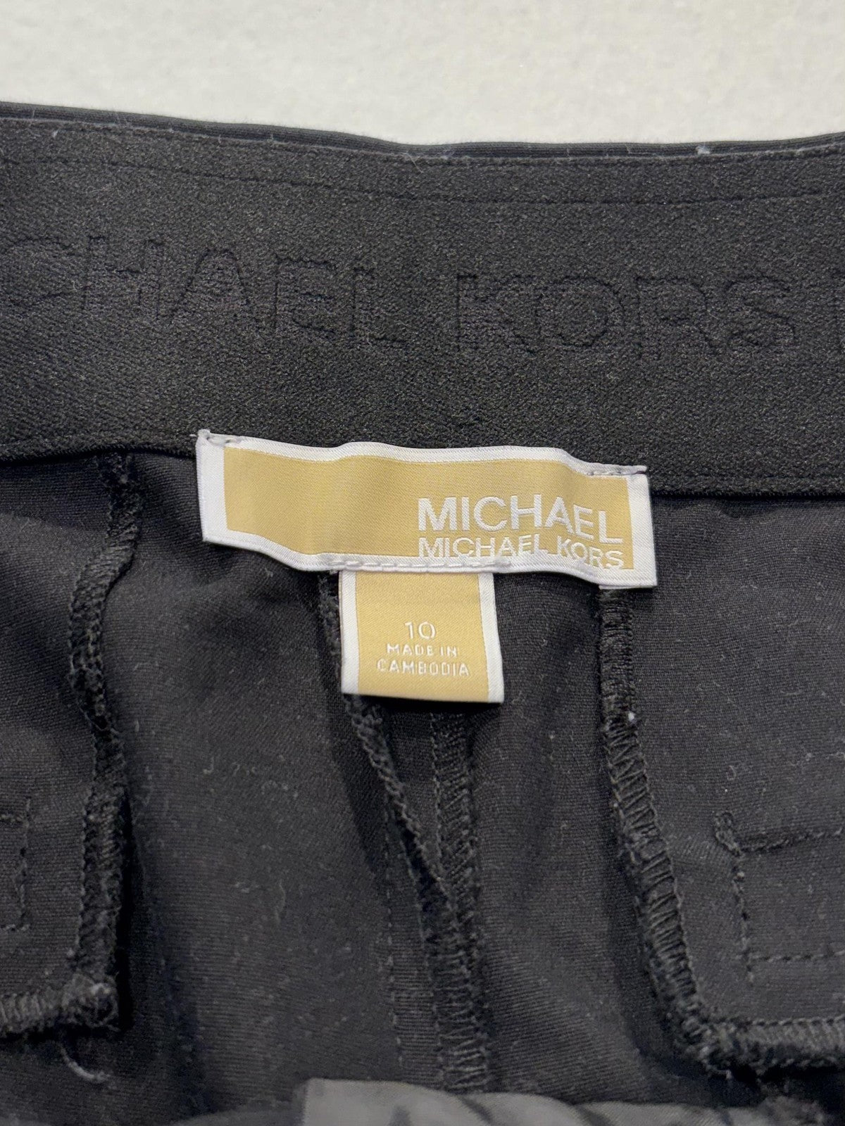 MICHAEL Michael Kors Dress Pants Womens 10 Black Twill Slim Ankle Pull On Work