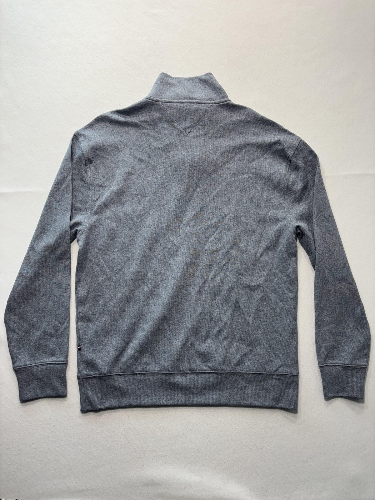 Tommy Hilfiger Sweatshirt Mens Medium Gray 1/4 Zip Mock Neck Pullover Logo
