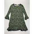 MICHAEL Michael Kors Womens Large Blue Green Paisley Shift Bell Sleeve Dress