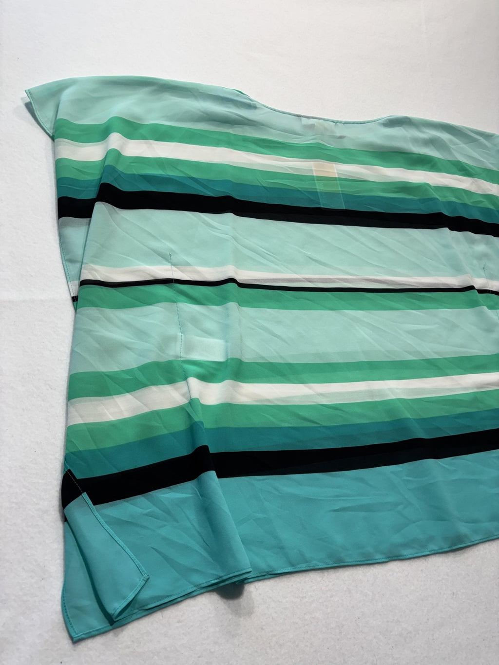 MICHAEL Michael Kors Blouse Womens S/M Blue Stripe Boat Neck Sheer Tunic Top