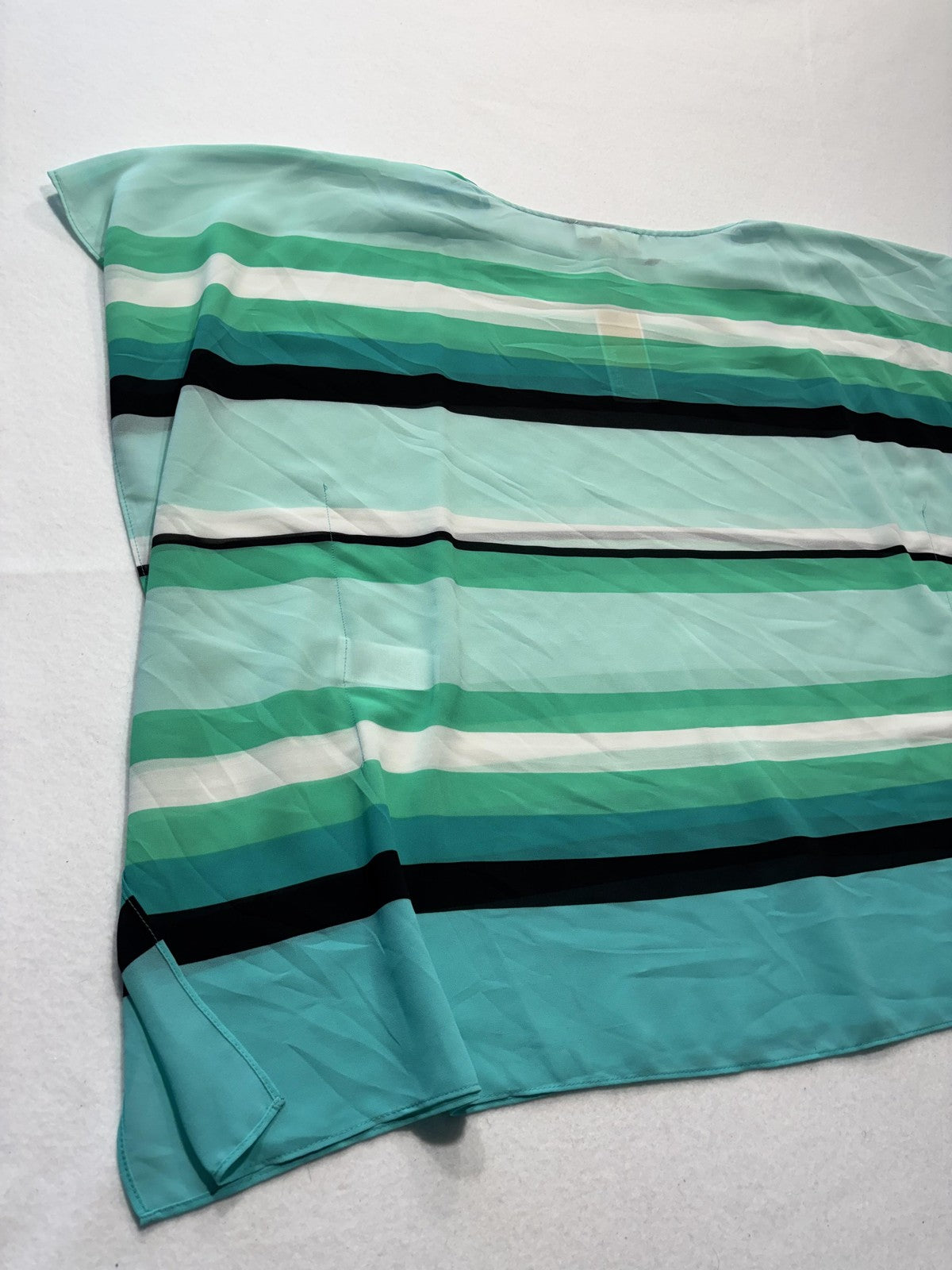 MICHAEL Michael Kors Blouse Womens S/M Blue Stripe Boat Neck Sheer Tunic Top
