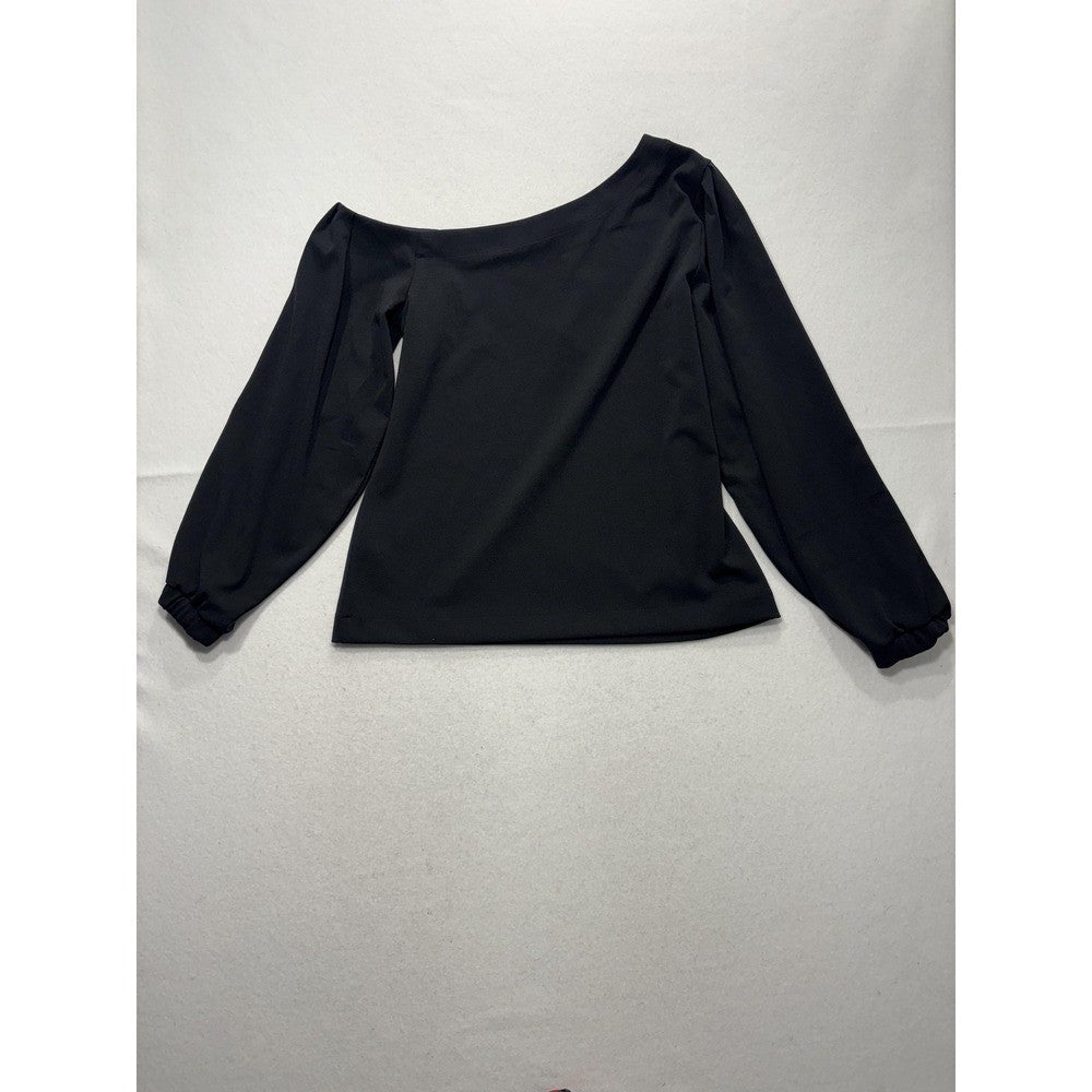 Banana Republic Blouse Womens Medium Black Off Shoulder Balloon Top 885894-03-1