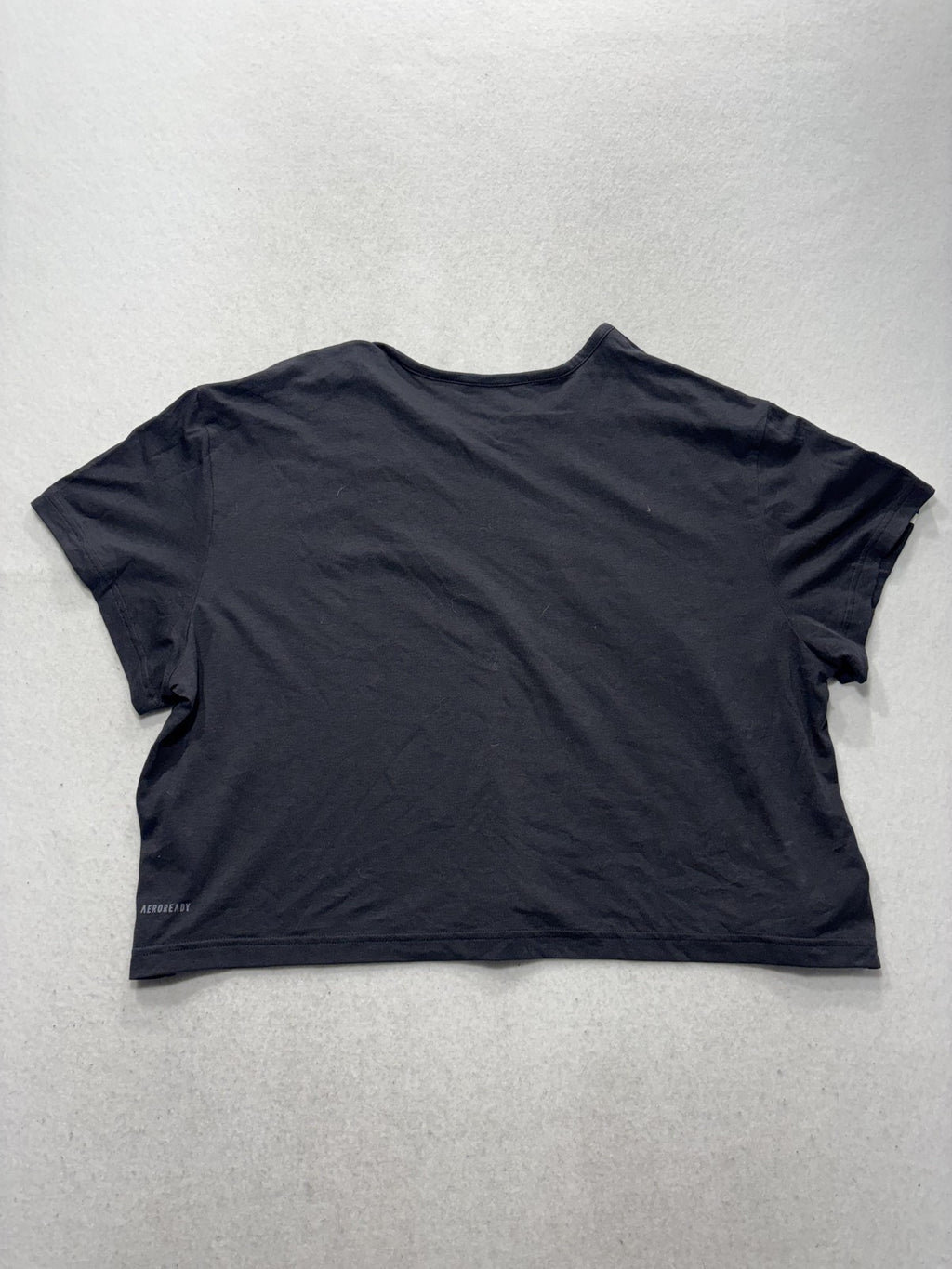Adidas AEROREADY Shirt Womens XL Black Cropped 3 Stripe Logo HA1192 Athletic Top