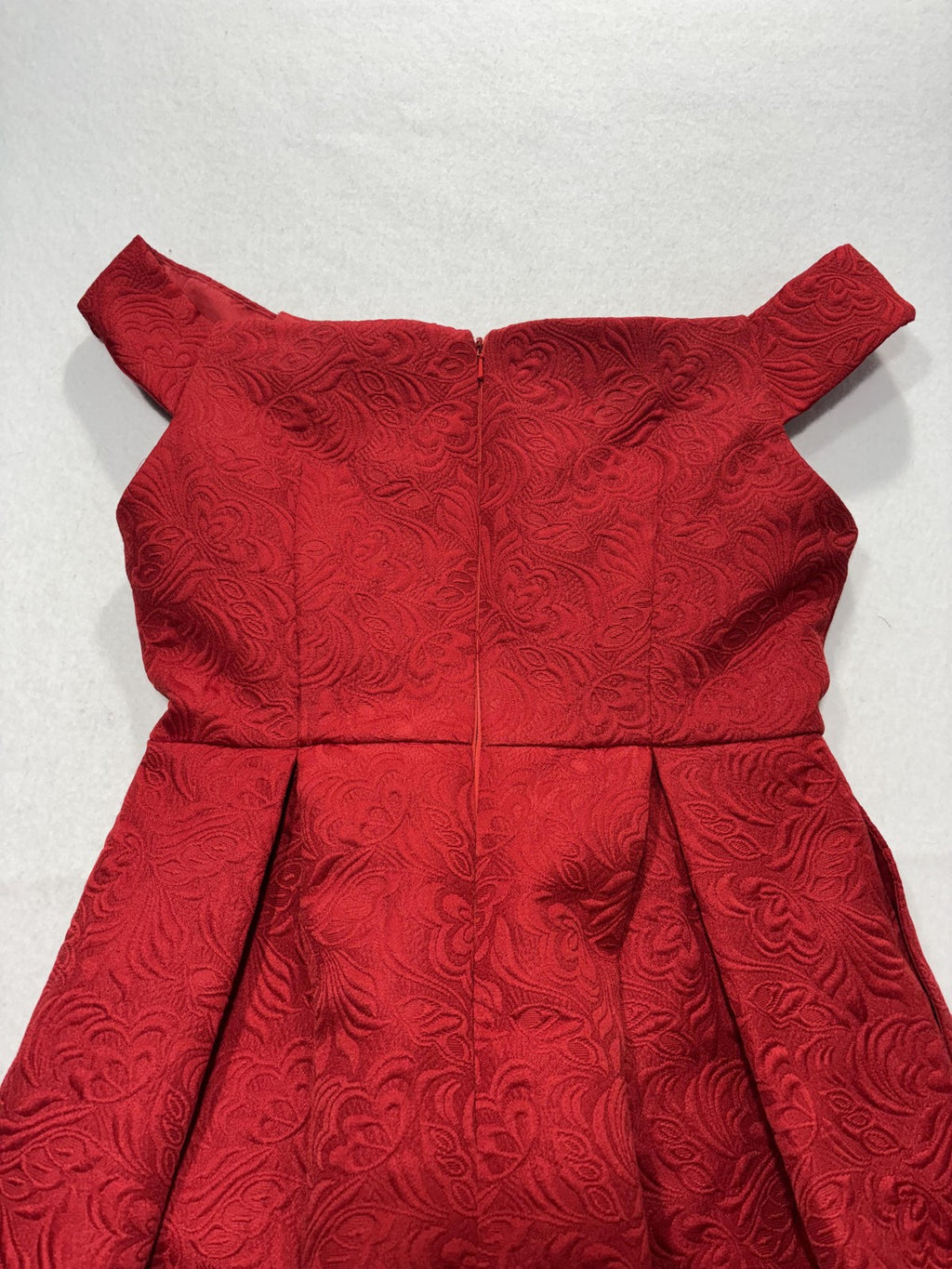 Ark & Co. Dress Womens Small Red Jacquard Off Shoulder Fit Flare Mini Party