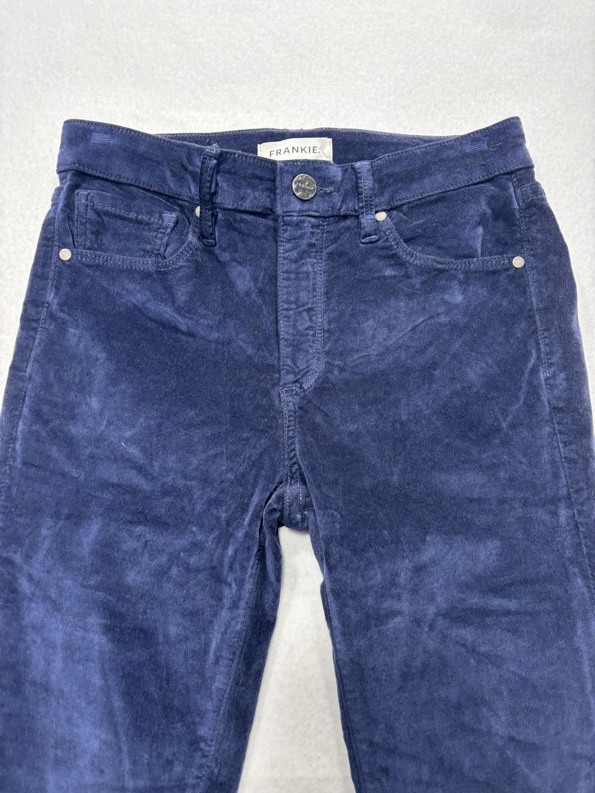 FRANKIE Pants Womens 24 Blue Velvet Skinny Jegging Stretch Zip Pockets Winter