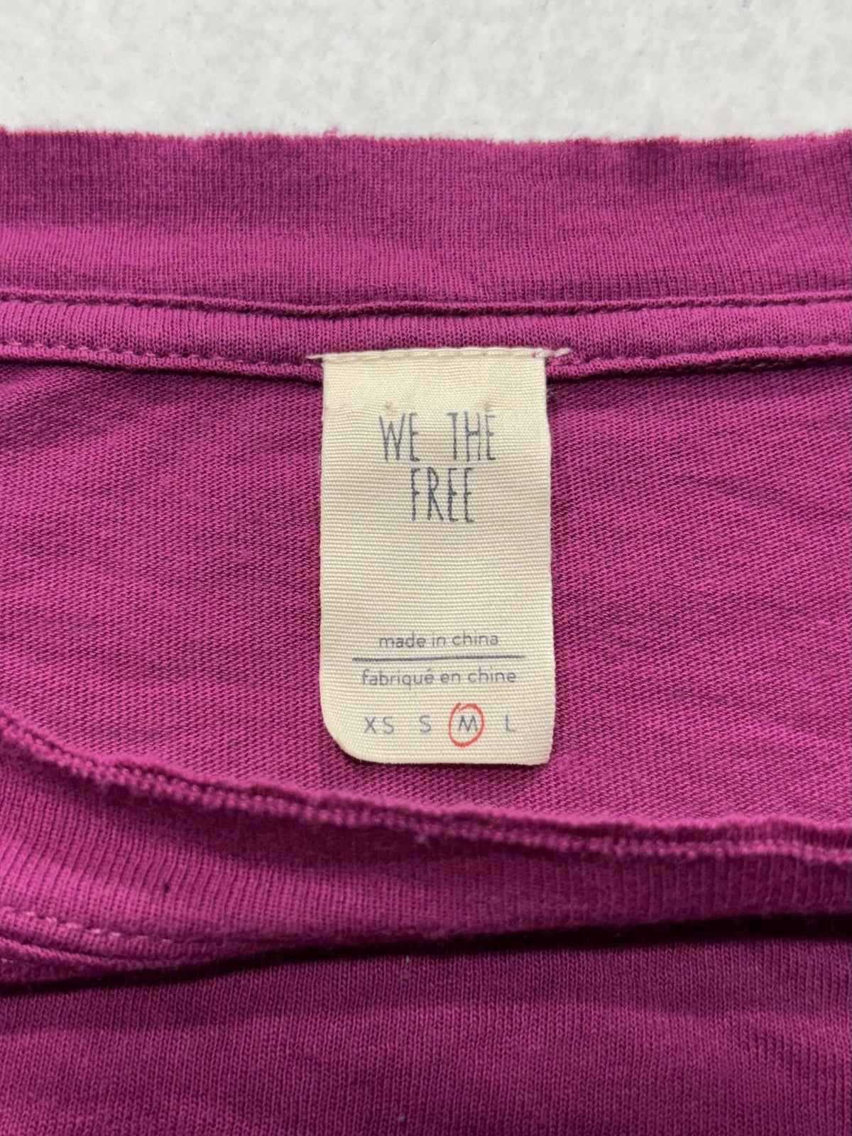 We The Free Shirt Womens Medium Purple Scoop Neck Long Balloon Sleeve Cropped