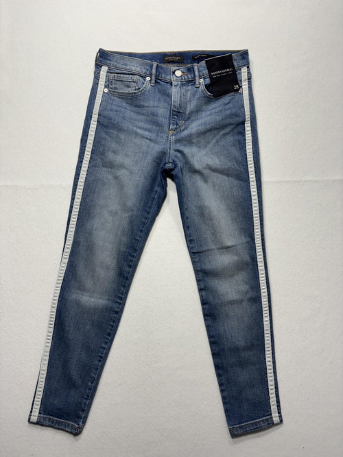 Banana Republic Jeans Womens 28 Blue Wash Mid Rise Skinny Crop Stripe 28x27.5