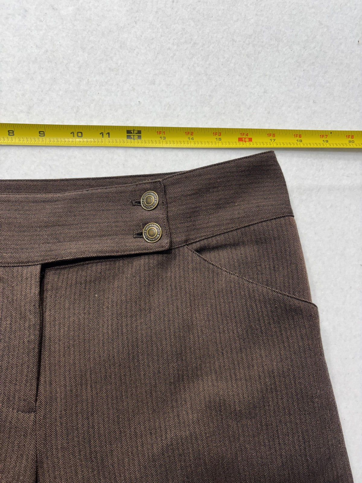 MICHAEL Michael Kors Shorts Womens 10 Brown Herringbone Bermuda Cuffed Twill