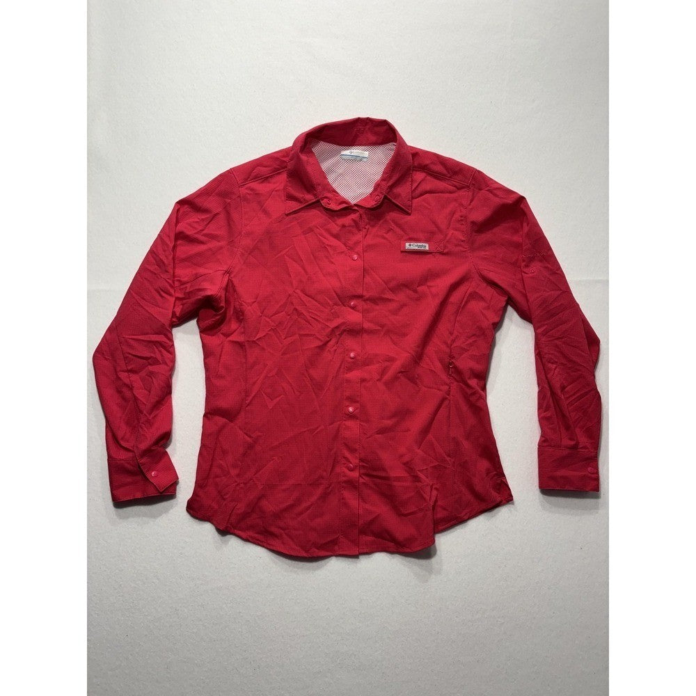 Columbia PFG Mens Large Red Long Sleeve Vented Fishing Button Up Shirt