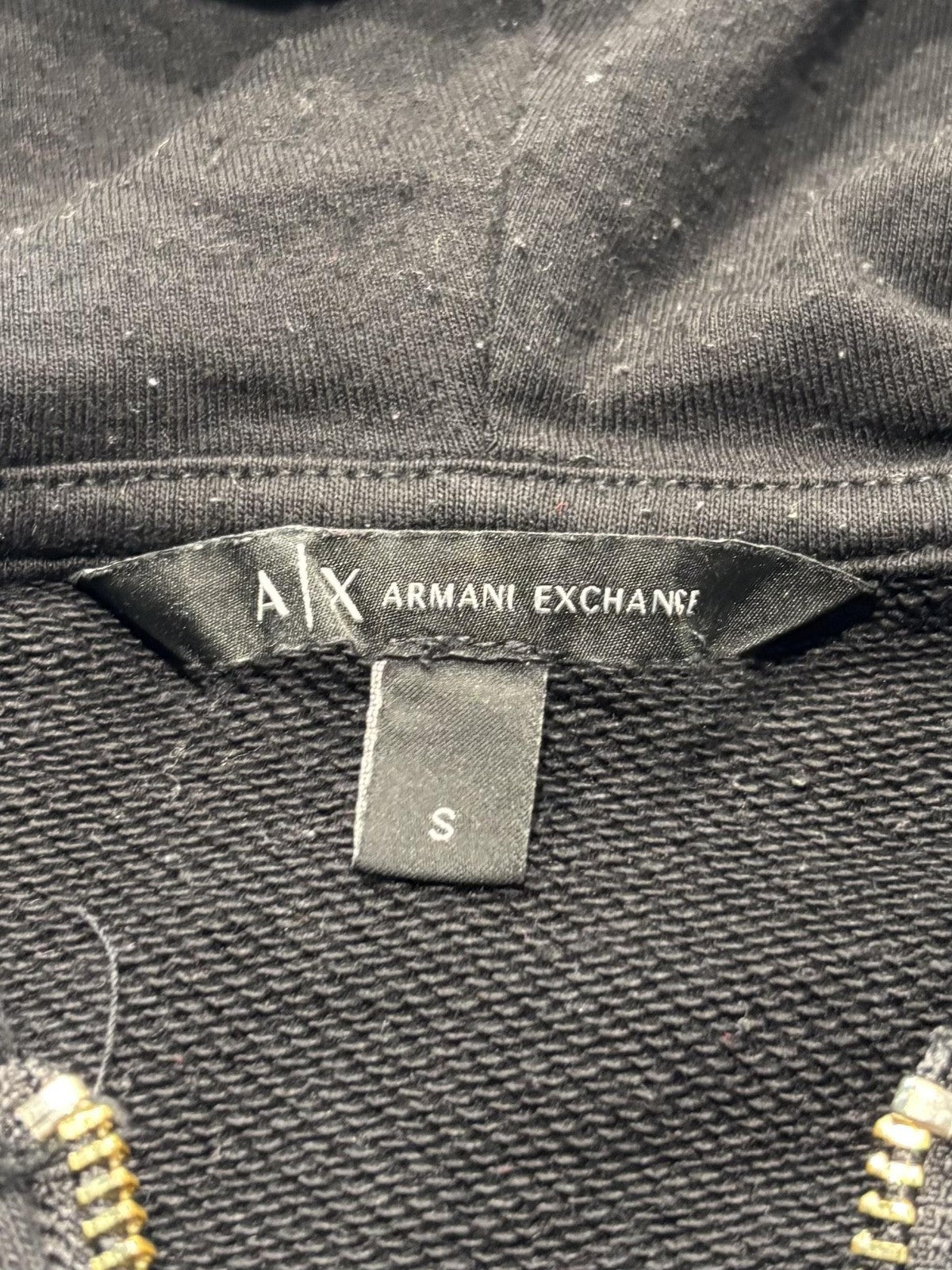 Armani Exchange Hoodie Womens Small Black Full Zip Logo Graphic Raglan Sleeve