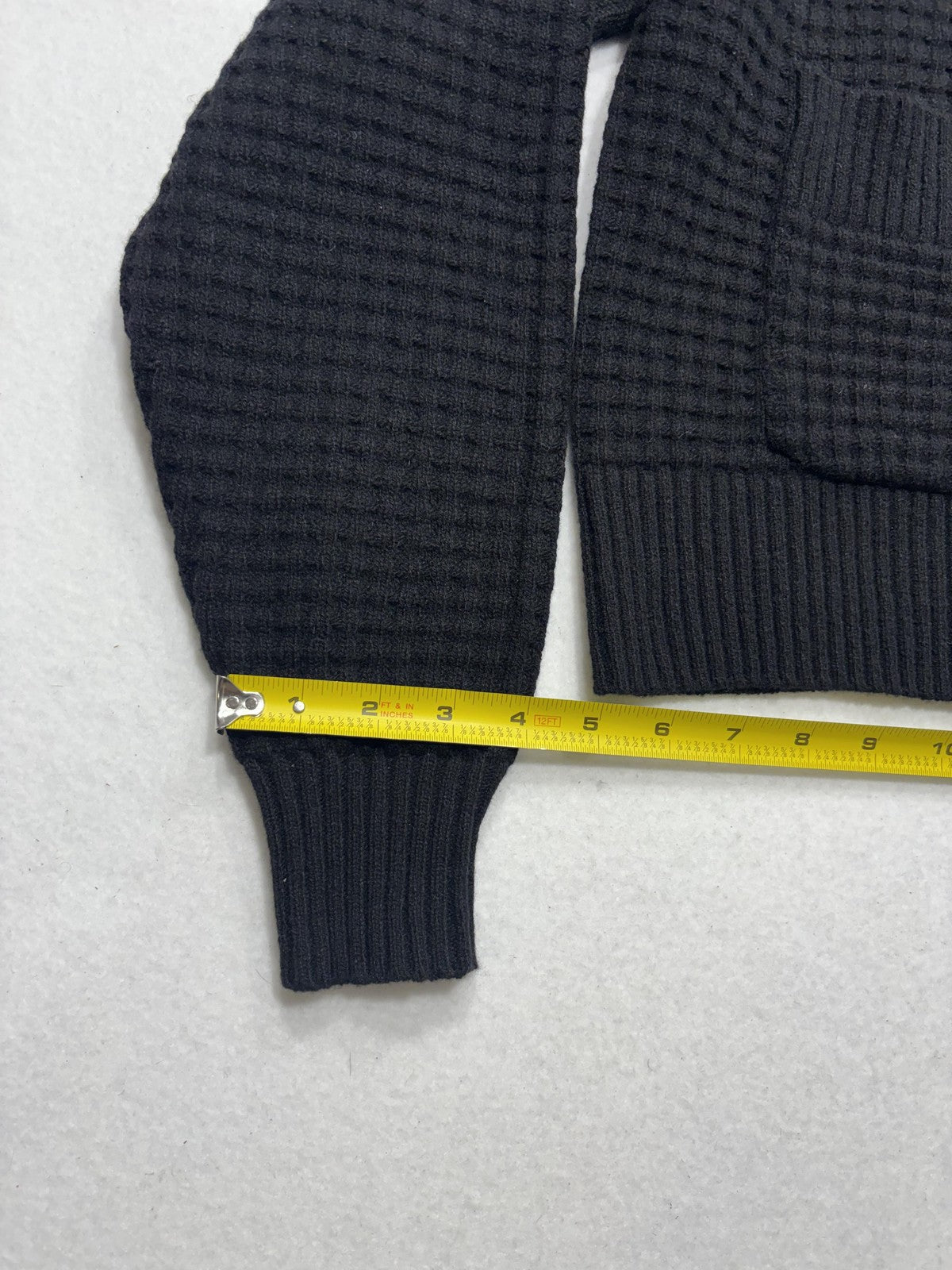 Everlane Sweater Womens Small Black Recycled Cashmere Waffle Crew Neck Pocket