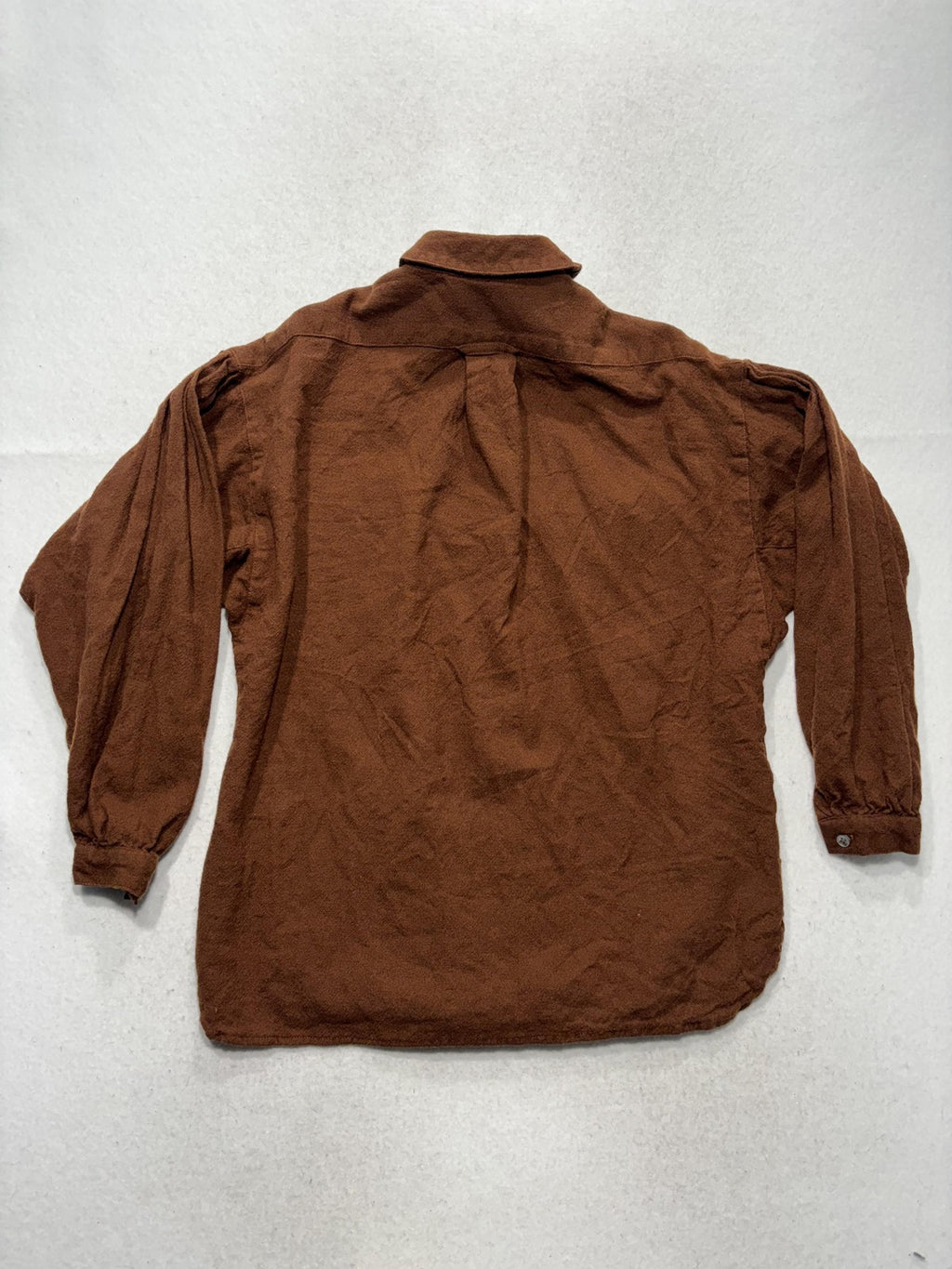 Sakowitz Vintage Brown Wool Button Front Collared Shirt Womens 8 Long Sleeve Top