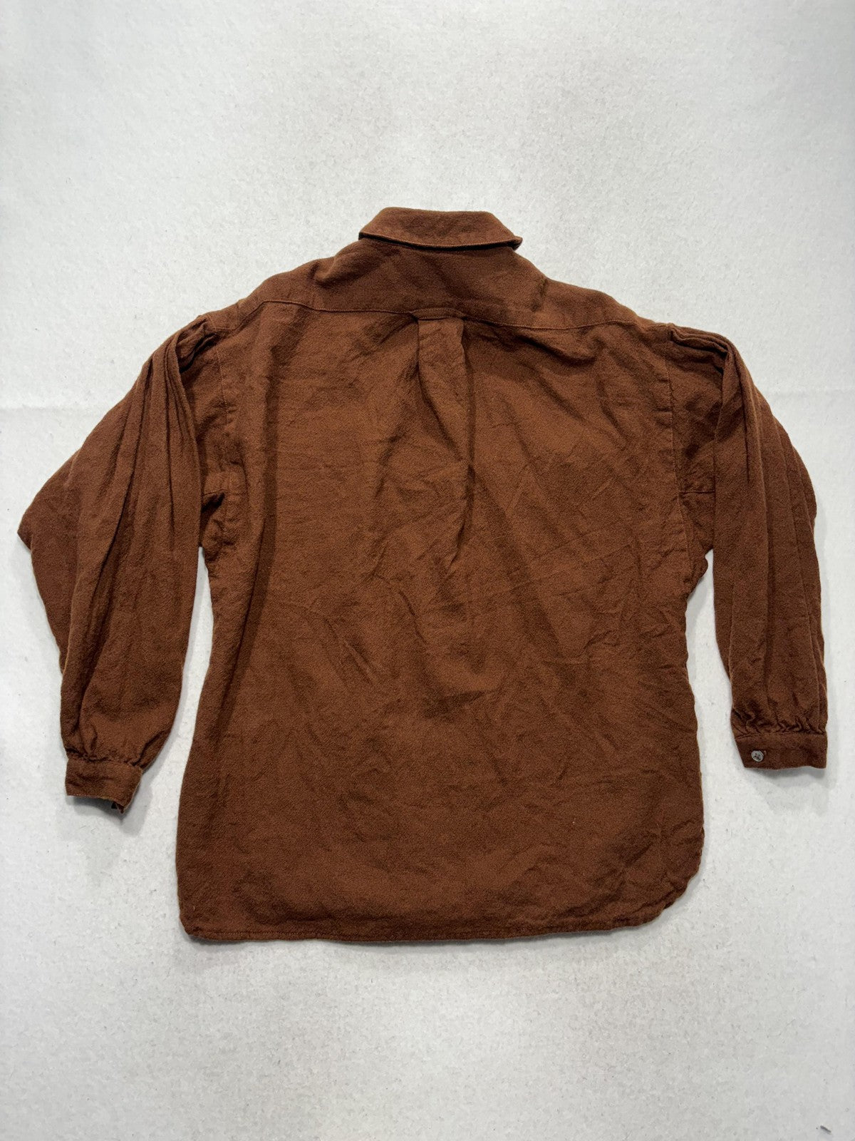 Sakowitz Vintage Brown Wool Button Front Collared Shirt Womens 8 Long Sleeve Top