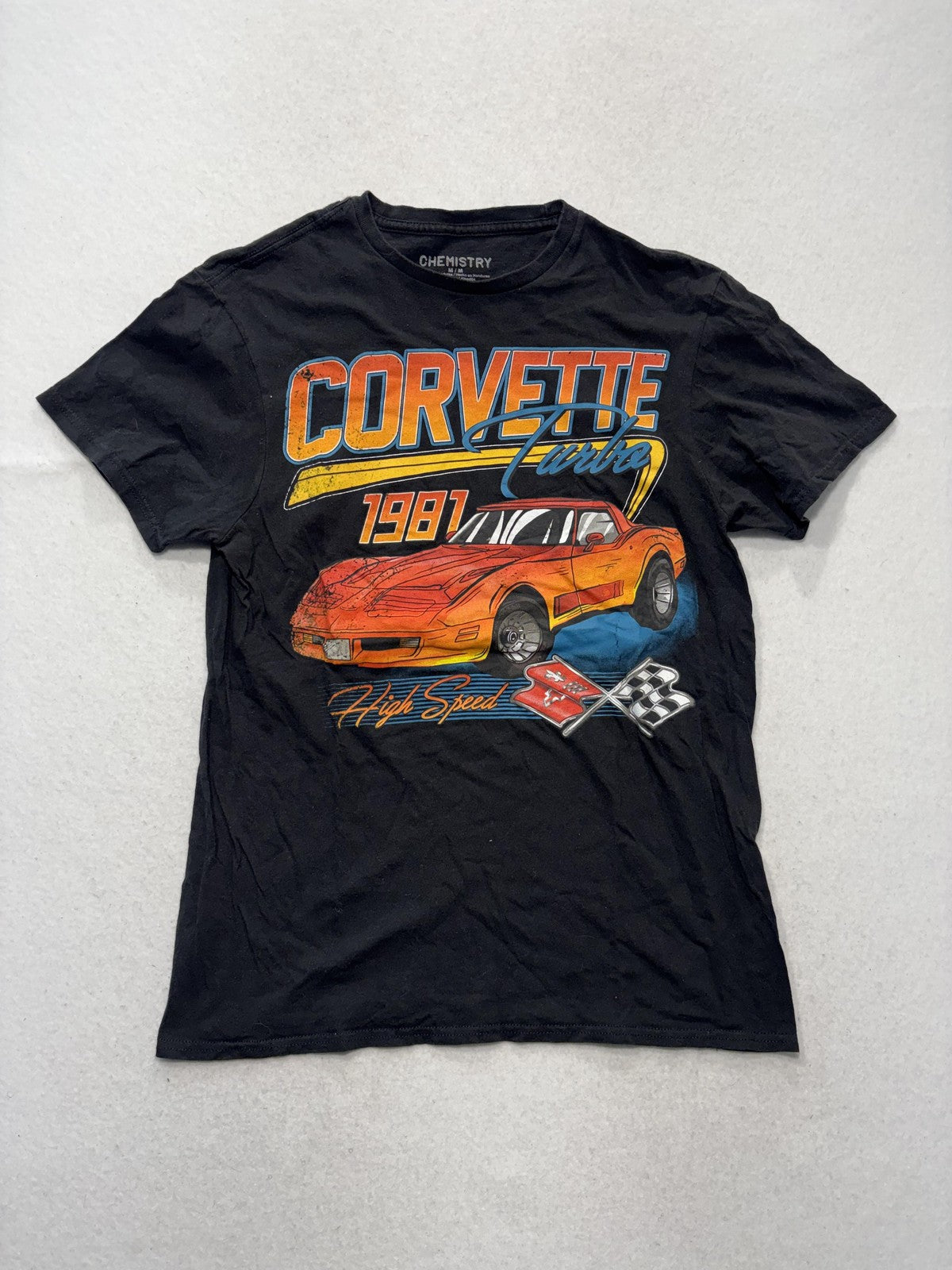 Corvette Turbo 1981 Shirt Mens Medium Black Chemistry Graphic Racing Tee