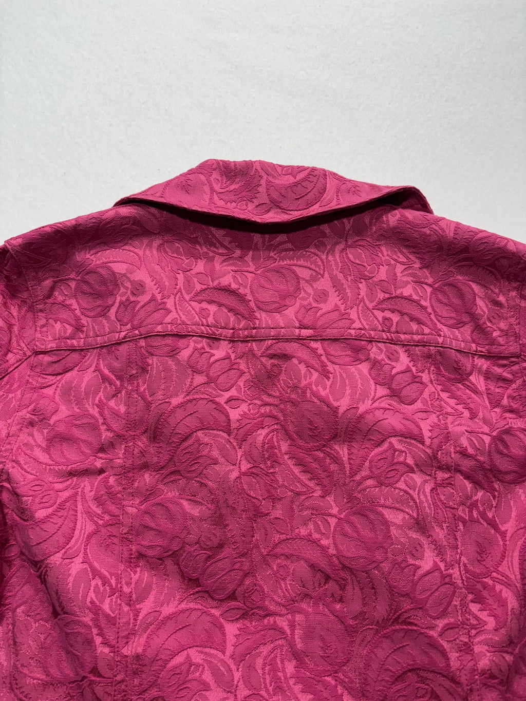 Additions By Chico's Jacket Womens 0 Pink Floral Jacquard Button Front Twill