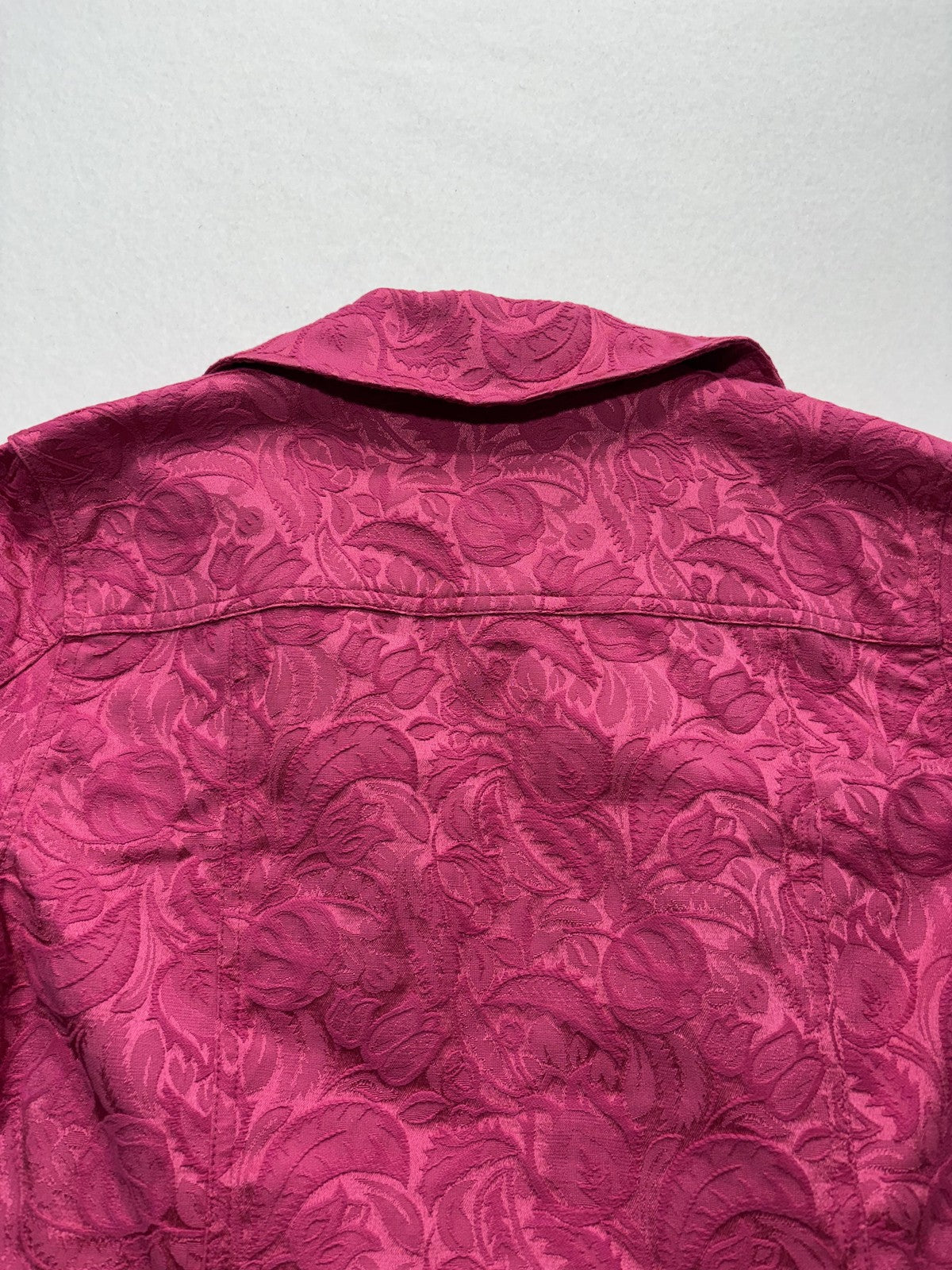 Additions By Chico's Jacket Womens 0 Pink Floral Jacquard Button Front Twill