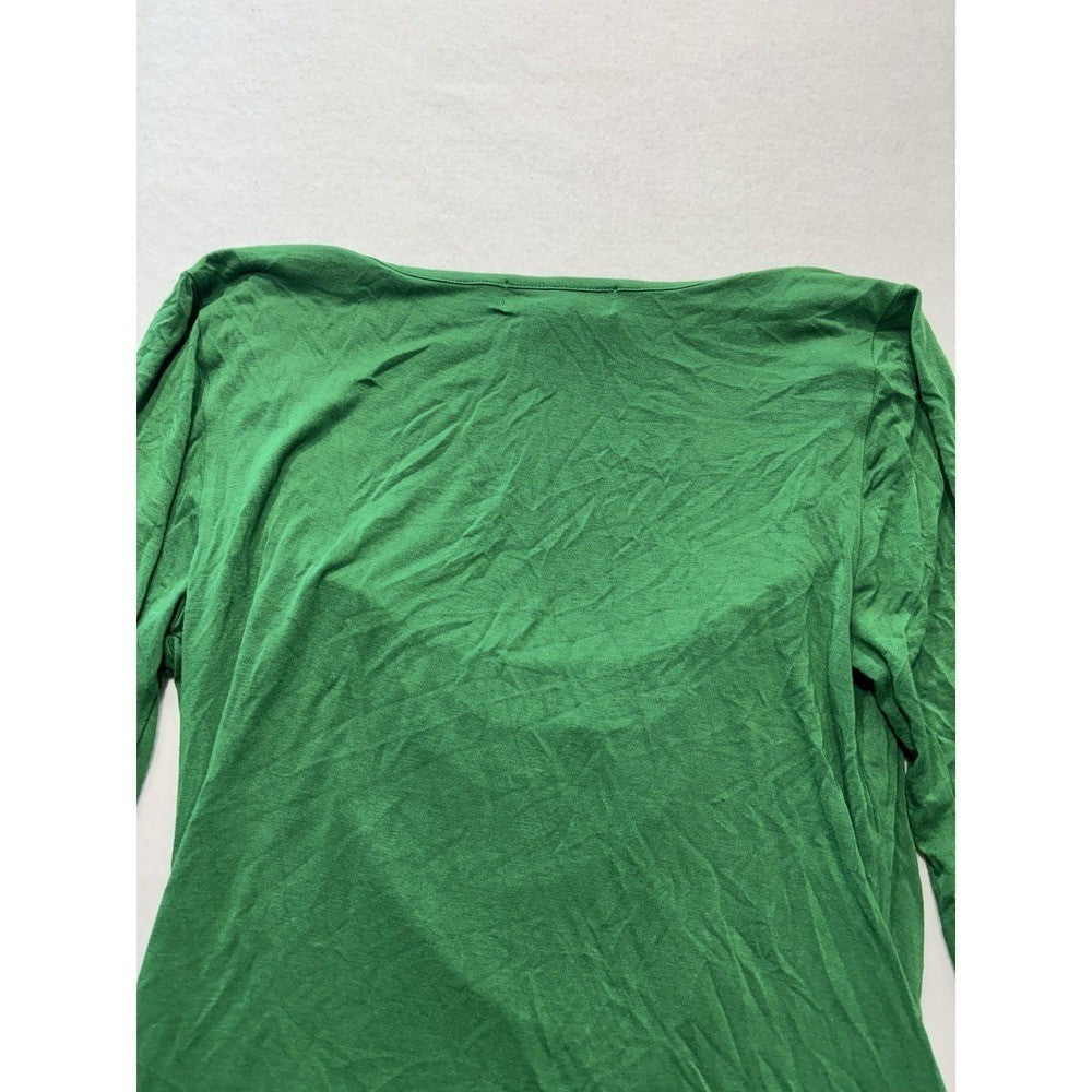 Michael Kors Top Womens Medium Green Cowl Neck 3/4 Sleeve Stretch Tunic Blouse