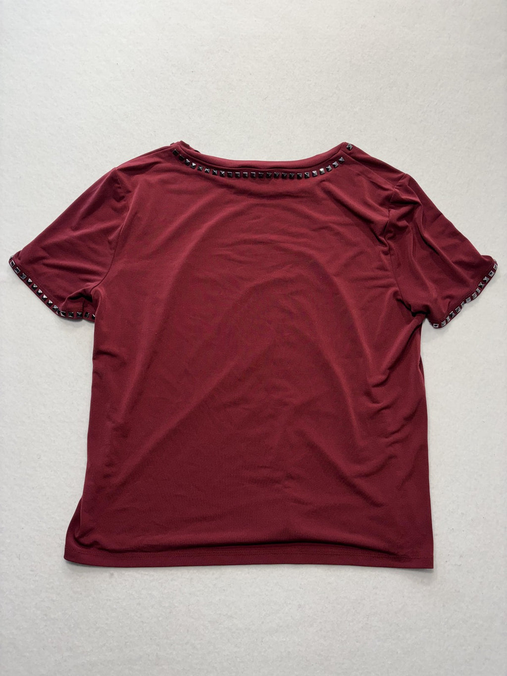 MICHAEL Michael Kors Top Womens Medium Red Studded Crew Neck Short Sleeve Tee