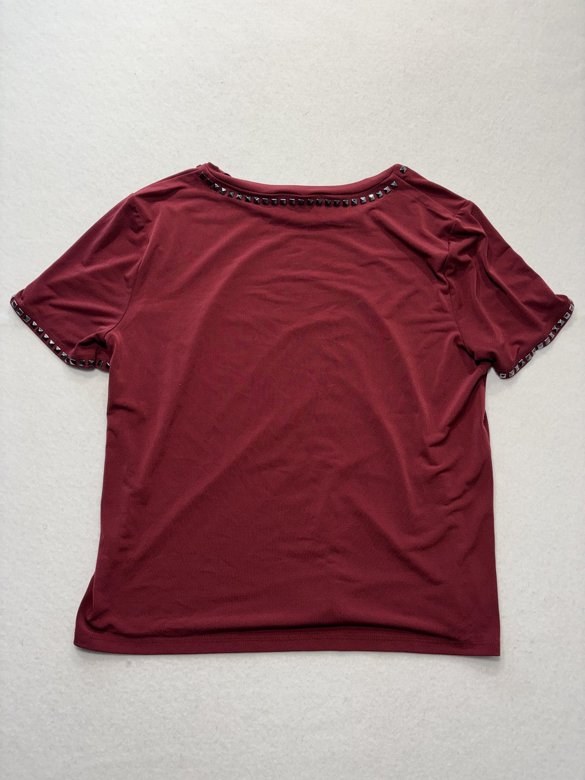 MICHAEL Michael Kors Top Womens Medium Red Studded Crew Neck Short Sleeve Tee