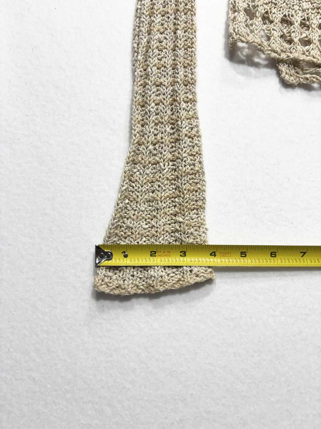 Free People Sweater Womens XS Beige V Neck Long Sleeve Open Knit Crochet Boho